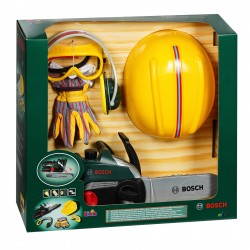 Theo Klein 8532 Bosch Chainsaw with Accessories I Battery-powered saw with sound and light functions I Includes work gloves, ear protectors, safety goggles and helmet I Packaging dimensions: 40 cm x 16 cm x 36.5 cm I Toy for children aged 3 years and up BOSCH 47345 13