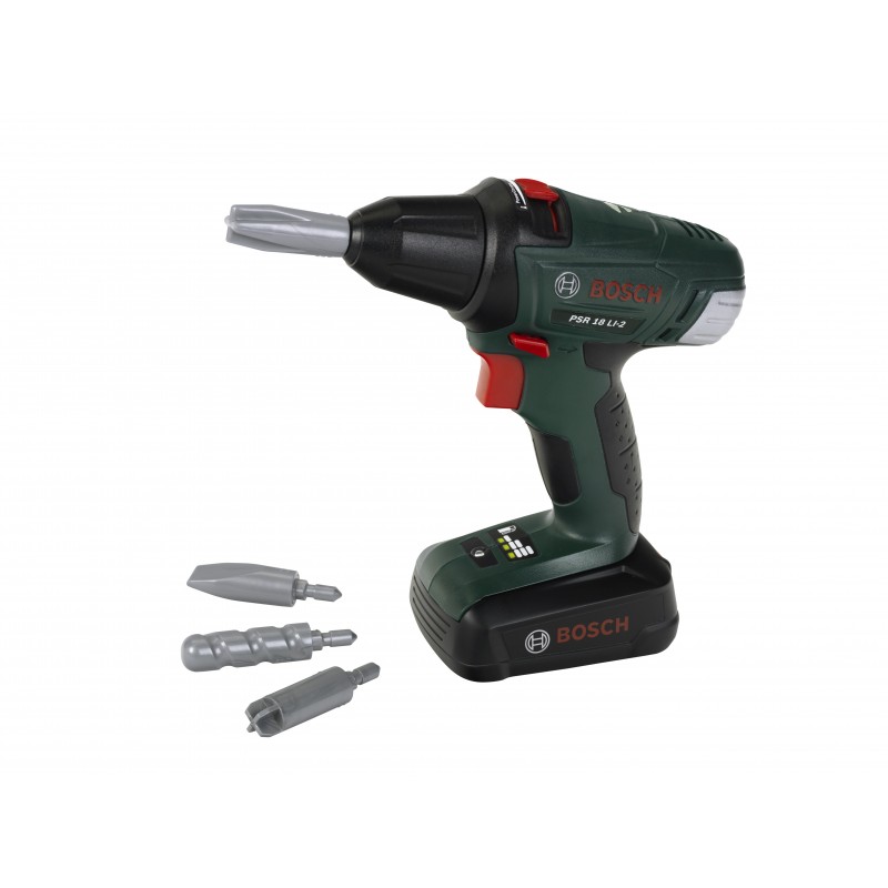 Theo Klein 8567 Bosch Cordless Screwdriver I Battery-powered drill/screwdriver with rotating and interchangeable bits I light and sound I Dimensions: 20 cm x 6.5 cm x 19 cm I Toy for children aged 3 years and up BOSCH