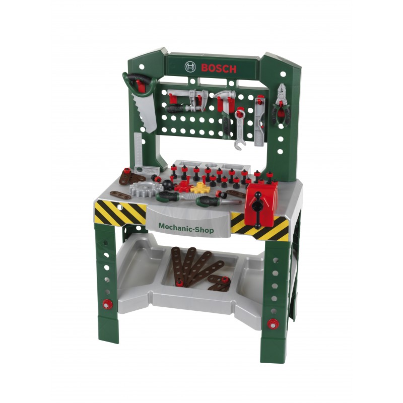 Theo Klein 8574 Bosch Workbench with 77 parts I With screwdriver and spanner, pliers, hammer and much more I Work surface with learning function I Dimensions: 57 cm x 35 cm x 86 cm I Toy for children aged 3 years and up BOSCH