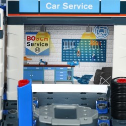 Theo Klein 8647 Bosch Car Service Station | Mit Waschanlage und höhenverstellbarer Hebebühne | Inklusive demontierbarem Auto | Maße: 41 cm 39 cm 29 cm | Spielzeug für Kinder ab 3 Jahren BOSCH 47419 12