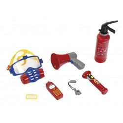 Theo Klein 8950 Fire Fighter Henry 7-piece fire brigade set I Incl. Fire extinguisher with spray function, megaphone, torch and much more. I Dimensions: 40 cm x 32 cm x 9.5 cm I Toys for children aged 3 and over Klein 47438 7