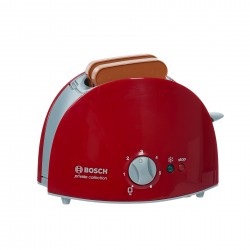 Красив мини тостер Bosch в червено и сиво с класическото лого на Bosch отпред. Включени са 2 филийки тост.
Мини тостерът Bosch има реалистичен дизайн, така че да прилича на тостера на майка ви или баща ви. Тостерът е допълнение към кухнята за игра. Той и BOSCH 47478 2