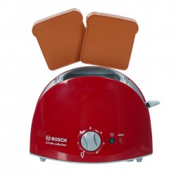 Красив мини тостер Bosch в червено и сиво с класическото лого на Bosch отпред. Включени са 2 филийки тост.
Мини тостерът Bosch има реалистичен дизайн, така че да прилича на тостера на майка ви или баща ви. Тостерът е допълнение към кухнята за игра. Той и BOSCH 47480 5