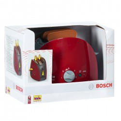 Красив мини тостер Bosch в червено и сиво с класическото лого на Bosch отпред. Включени са 2 филийки тост.
Мини тостерът Bosch има реалистичен дизайн, така че да прилича на тостера на майка ви или баща ви. Тостерът е допълнение към кухнята за игра. Той и BOSCH 47481 8