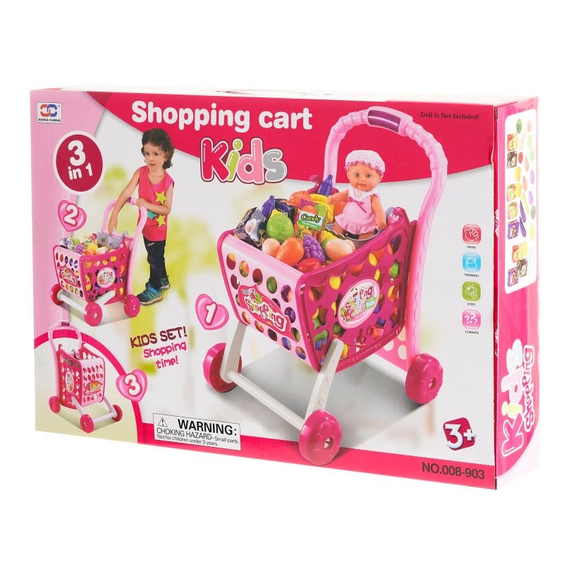Coș de cumpărături cu produse Shopping Cart Kids TG