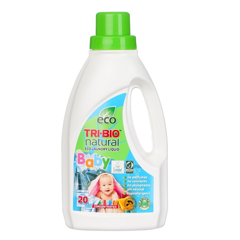 Натурален еко течен перилен препарат за бебе,пластмасова бутилка,0.94л Tri-Bio
