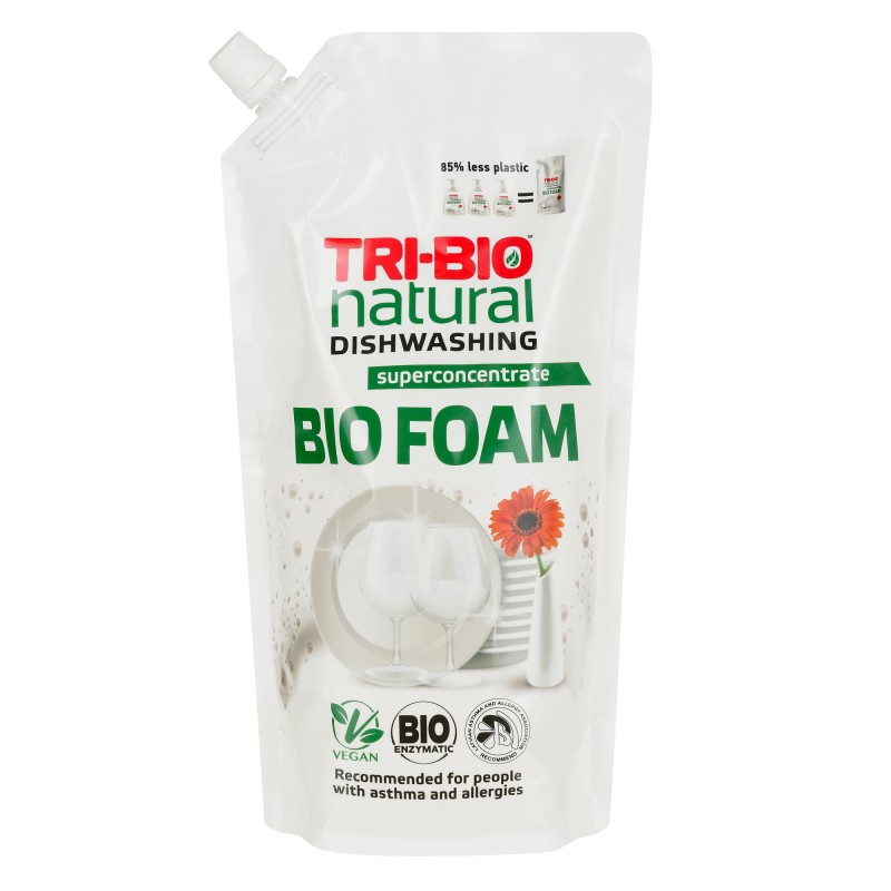 Spuma naturală pentru spălat vase Bio - pungă de reumplere, 900 ml. Tri-Bio