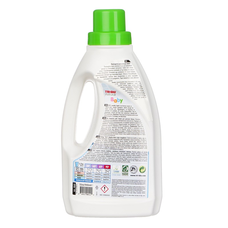 Φυσικό οικολογικό υγρό απορρυπαντικό για βρέφη, πλαστικό μπουκάλι, 0,94 l Tri-Bio