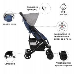 Детска количка Јасмин - компактна, лесна за преклопување и расплетување, Розева ZIZITO 27784 2