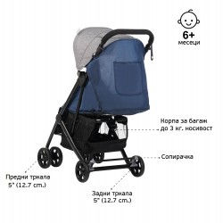 Детска количка Јасмин - компактна, лесна за преклопување и расплетување, Розева ZIZITO 27786 3