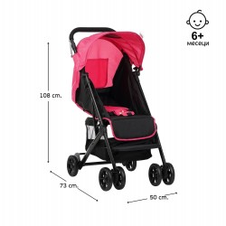 Детска количка Јасмин - компактна, лесна за преклопување и расплетување, Розева ZIZITO 27782 4