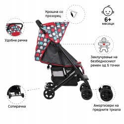 Детска количка Јасмин - компактна, лесна за преклопување и расплетување, Розева ZIZITO 27791 2