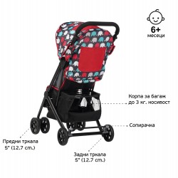 Детска количка Јасмин - компактна, лесна за преклопување и расплетување, Розева ZIZITO 27794 3
