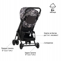 Детска количка Јасмин - компактна, лесна за преклопување и расплетување, Розева ZIZITO 27790 3