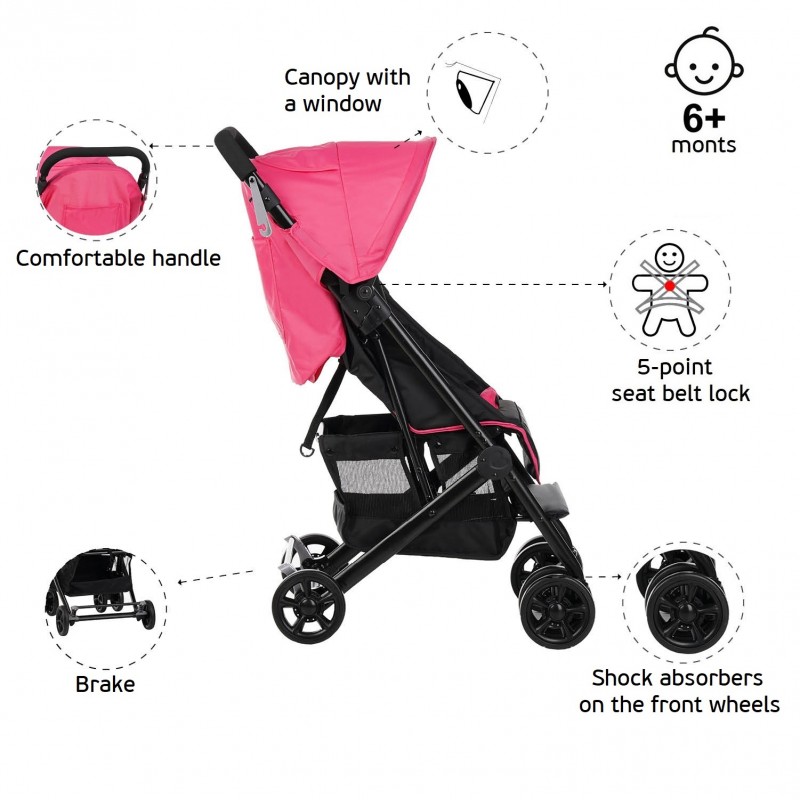 Baby stroller Jasmin - compact, easy to fold and unfold, pink ZIZITO